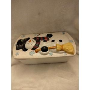 Debco snowman glass loaf baking dish/lid